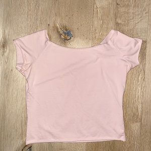 Light pink Boat neck slightly cropped t-shirt